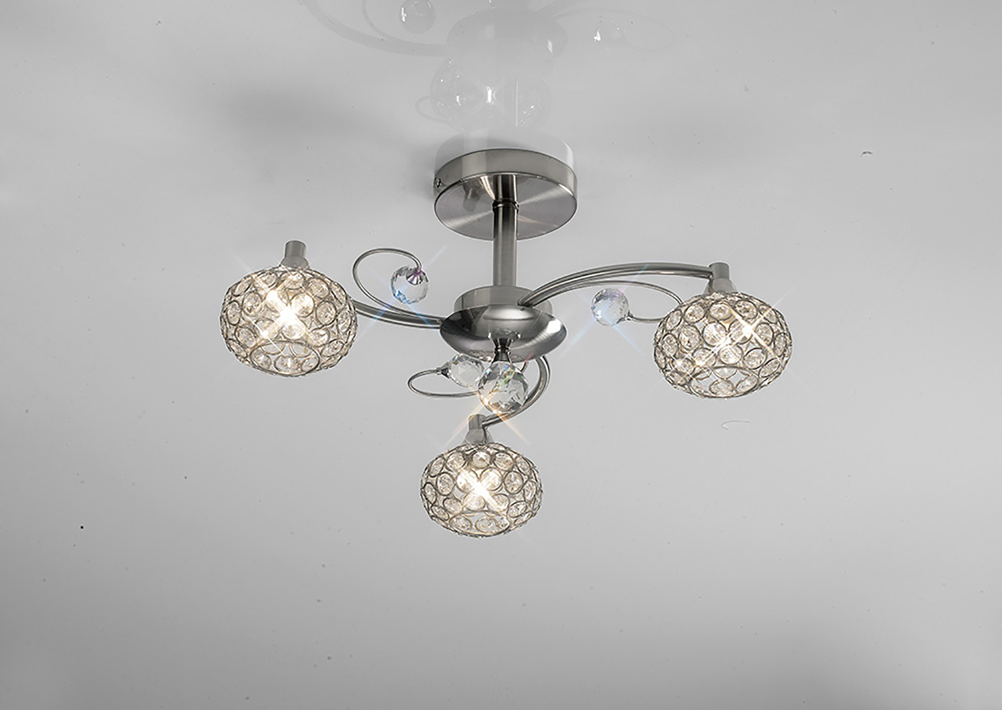 Cara Satin Nickel Crystal Ceiling Lights Diyas Flush Crystal Fittings Cara Satin Nickel Crystal Ceiling Lights Diyas Flush Crystal Fittings